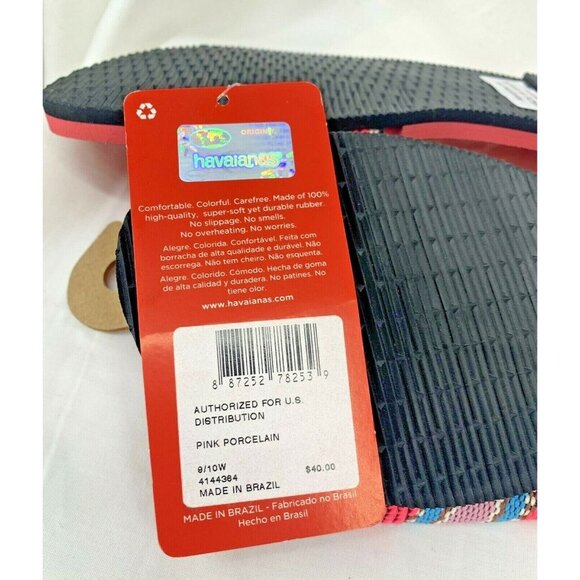 Havaianas Women Slipper Sandal Pink Porcelain St.Tropez Fita Size 9 10 New - Picture 5 of 5